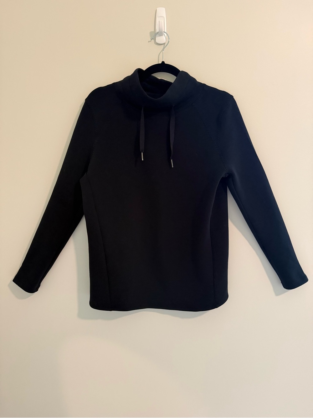 Spanx AirEssentials Funnel Neck Drawstring Pullover Black Small Athleisure Top